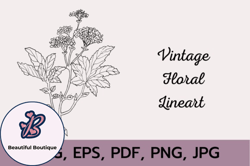 vintage floral line art design 173