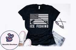 american flag ice fishing vintage design design 259