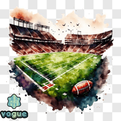 Empty Football Stadium Watercolor Painting PNG Design 277