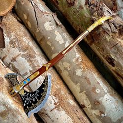 handmade god of war axe handmade boot camping gift item replica axe perfect gift for husband home decor craftsmanship