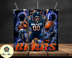 chicago bears tumbler wrap glow, nfl logo tumbler png, nfl design png by ciao ciao design-06