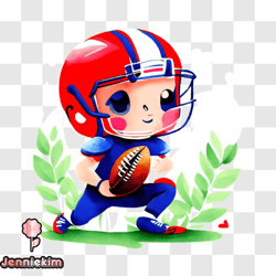 fun cartoon image of a football player holding a football png design 16