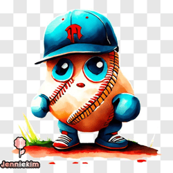cartoon potato ready to play baseball png design 23