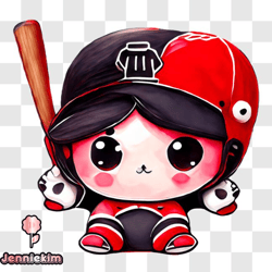cartoon character ready to play baseball png design 24