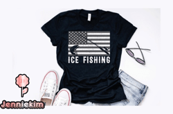 american flag ice fishing vintage design design 259