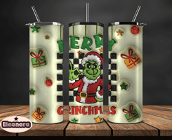 Grinchmas Christmas 3D Inflated Puffy Tumbler Wrap Png, Christmas 3D Tumbler Wrap, Grinchmas Tumbler PNG 101