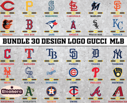 Bundle 30 design logo Gucci MLB, MLB Logo, MLB Logo Team, MLB Png, MLB SVG, MLB Design 06
