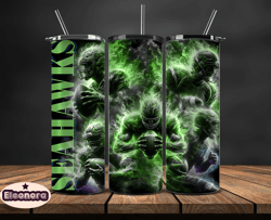 seattle seahawks glow tumbler wraps, , nfl logo,, nfl sports, nfl design png, design by eleonora  27