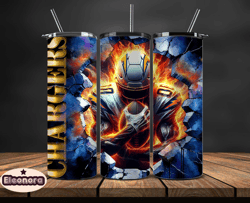 los angeles chargers cracked holetumbler wraps, , nfl logo,, nfl sports, nfl design png, design by eleonora 09