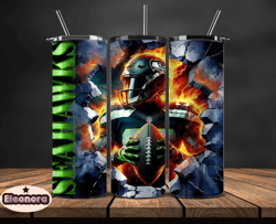 seattle seahawks cracked holetumbler wraps, , nfl logo,, nfl sports, nfl design png, design by eleonora 28