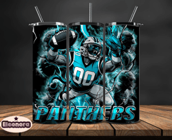 carolina panthers tumbler wrap glow, nfl logo tumbler png, nfl design png, design by eleonora 05