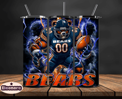 chicago bears tumbler wrap glow, nfl logo tumbler png, nfl design png, design by eleonora 06