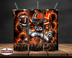 cleveland browns tumbler wrap glow, nfl logo tumbler png, nfl design png, design by eleonora 08