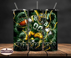 green bay packers tumbler wrap glow, nfl logo tumbler png, nfl design png, design by eleonora 12