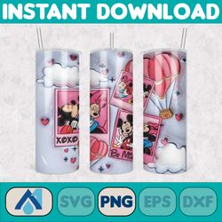 cartoon couple cartoon valentine tumbler design png, 3d inflated valentine tumbler wraps, balloon 20oz skinny tumbler (2