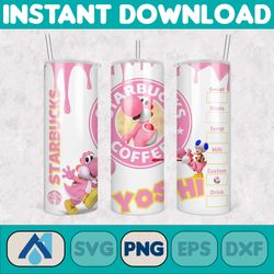 cartoon tumbler, starbucks tumbler 20oz skinny sublimation, cute digital design, png instant download (13)