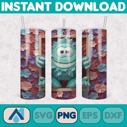 3d all styles cartoon 20oz skinny tumbler design, 3d floral movie tumbler, cartoon tumbler design png (58)