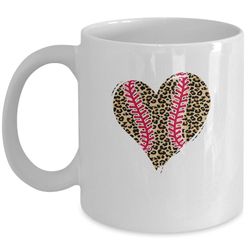 baseball mom leopard heart funny softball mom mother's day mug