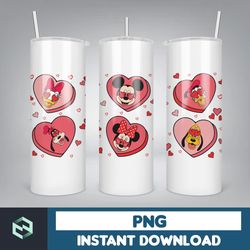 valentine cartoon mouses and friend 16oz libbey glass wrap png, valentine character coffee glass wrap png, valentine car