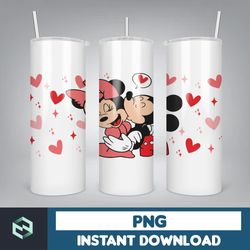 valentine cartoon mouses and friend 16oz libbey glass wrap png, valentine character coffee glass wrap png, valentine car