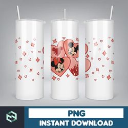 valentine cartoon mouses and friend 16oz libbey glass wrap png, valentine character coffee glass wrap png, valentine car