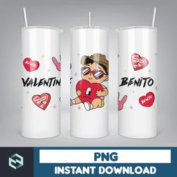 valentine bad bunny libbey cup png, benito is my valentine 20 oz beer glass can wrap, bad bunny sad heart kisses png bee