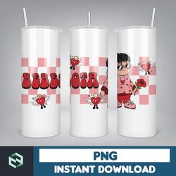 valentine bad bunny libbey cup png, benito is my valentine 20 oz beer glass can wrap, bad bunny sad heart kisses png bee