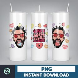 valentine bad bunny libbey cup png, benito is my valentine 20 oz beer glass can wrap, bad bunny sad heart kisses png bee