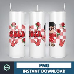 valentine bad bunny libbey cup png, benito is my valentine 20 oz beer glass can wrap, bad bunny sad heart kisses png bee