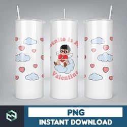 valentine bad bunny libbey cup png, benito is my valentine 20 oz beer glass can wrap, bad bunny sad heart kisses png bee