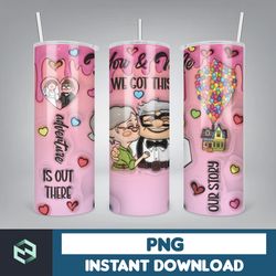 custom couple name 3d cartoon valentine tumbler design png, 3d inflated valentine tumbler wraps, balloon 20oz skinny (1)