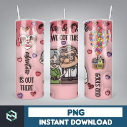 custom couple name 3d cartoon valentine tumbler design png, 3d inflated valentine tumbler wraps, balloon 20oz skinny (2)