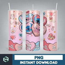 cartoon couple cartoon valentine tumbler design png, 3d inflated valentine tumbler wraps, balloon 20oz skinny tumbler (1