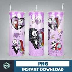 cartoon couple cartoon valentine tumbler design png, 3d inflated valentine tumbler wraps, balloon 20oz skinny tumbler (1