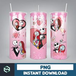 cartoon couple cartoon valentine tumbler design png, 3d inflated valentine tumbler wraps, balloon 20oz skinny tumbler (1