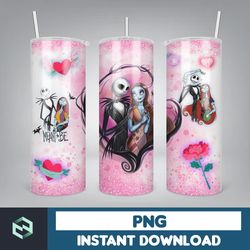 cartoon couple cartoon valentine tumbler design png, 3d inflated valentine tumbler wraps, balloon 20oz skinny tumbler (1