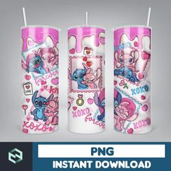 cartoon couple cartoon valentine tumbler design png, 3d inflated valentine tumbler wraps, balloon 20oz skinny tumbler (2