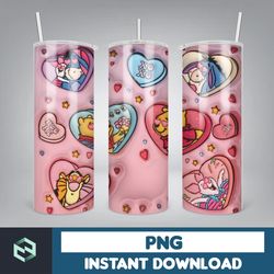 cartoon couple cartoon valentine tumbler design png, 3d inflated valentine tumbler wraps, balloon 20oz skinny tumbler (5