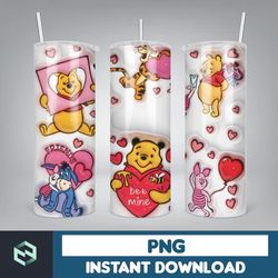 cartoon couple cartoon valentine tumbler design png, 3d inflated valentine tumbler wraps, balloon 20oz skinny tumbler (6