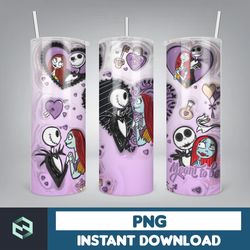 cartoon couple cartoon valentine tumbler design png, 3d inflated valentine tumbler wraps, balloon 20oz skinny tumbler (9