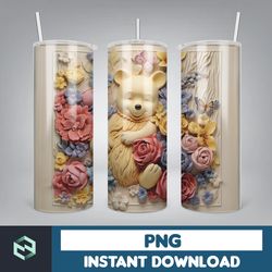 3d all styles cartoon 20oz skinny tumbler design, 3d floral movie tumbler, cartoon tumbler design png (46)