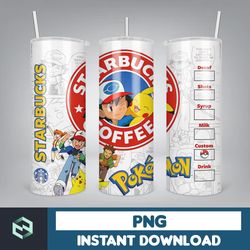 cartoon tumbler, starbucks tumbler 20oz skinny sublimation, cute digital design, png instant download (41)