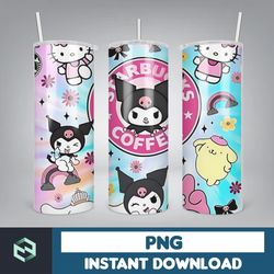 cartoon tumbler, starbucks tumbler 20oz skinny sublimation, cute digital design, png instant download (42)