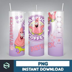 cartoon tumbler, starbucks tumbler 20oz skinny sublimation, cute digital design, png instant download (49)