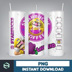 cartoon tumbler, starbucks tumbler 20oz skinny sublimation, cute digital design, png instant download (51)