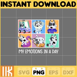 my emotions in a day png, bluey chacracter png, instant download