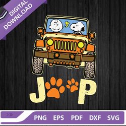 charlie brown and snoopy in jeep svg, jeep car svg, snoopy and charlie drive jeep svg, cartoon dog svg - larendarollins