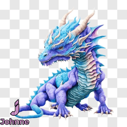 blue dragon with purple spikes   stock photo png design 233