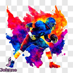 colorful american football player painting png design 03