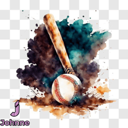 abstract baseball artwork with watercolor background png design 11